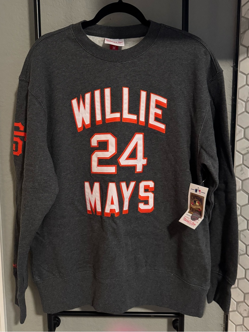San Francisco Giants Willie Mays Charcoal Crewneck Sweatshirt Women’s Medium